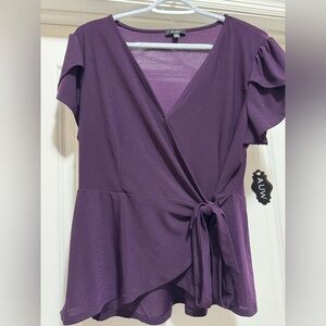 AUW Deep Purple Wrap Blouse NWT Large